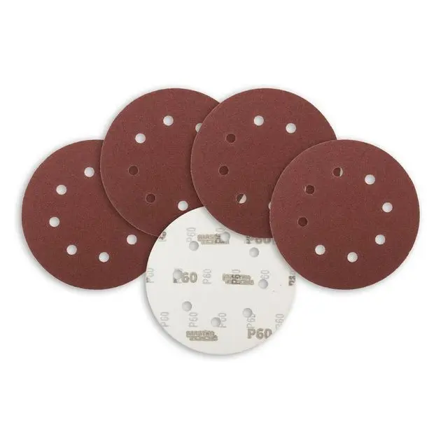 Шлифовальный круг MASTERTOOL 180 мм, зерно 60, 5 шт, 8 отверстий, фото , изображение 3 | SNABZHENIE.com.ua