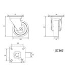 Колесо для візка Ø100мм, b=26мм, сіре, з обертовою опорою, 45кг, фото , изображение 3 | SNABZHENIE.com.ua