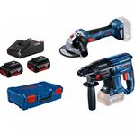 Bosch Набір із двох акумуляторних інструментів 18В перфоратор GBH 180-LI шліфмашина кутова GWS 180-LI акб 2х4А·год сумка, фото , изображение 2 | SNABZHENIE.com.ua