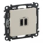 Legrand Розетка Valena LIFE USB-С + USB-С, 3А 5В, слонова кістка, фото , изображение 2 | SNABZHENIE.com.ua