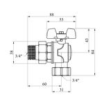 Кран угловой шаровой WaGa 3/4" PN40 бабочка, никелированный, фото , изображение 2 | SNABZHENIE.com.ua Кран угловой шаровой WaGa 3/4" PN40 бабочка, никелированный, фото , изображение 2 | SNABZHENIE.com.ua