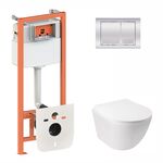 Набір Qtap інсталяція 3 в 1 Nest QT0133M425 з панеллю змиву квадратною QT0111M06028CRM + унітаз з сидінням Jay QT07335176W, фото  | SNABZHENIE.com.ua