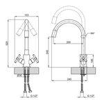 Lidz Wind Змішувач для кухні U рефлекторний Black 13R-BFS, Black букса керамічна, фото , зображення 2 | SNABZHENIE.com.ua