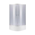 Душова кабіна полукругла Lidz Latwa SC80x80.SAT.HIGH.GR з тонким склом 4 мм + Душовий піддон Lidz KAPIELKA ST80x80x41 з панеллю., фото  | SNABZHENIE.com.ua