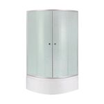 Душова кабіна полукругла Lidz Latwa SC80x80.SAT.HIGH.FR з матовим склом 4 мм + Душовий піддон Lidz KAPIELKA ST80x80x41 з панеллю, фото  | SNABZHENIE.com.ua