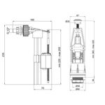 Комплект арматура с клапаном боковой подачи 1/2, хром кнопка, фото , изображение 2 | SNABZHENIE.com.ua