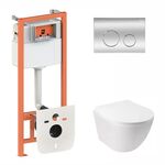 Комплект: Qtap Jay Ultra Quiet унитаз підвісний QT07335177W + Nest комплект інсталяції 4в1 (кругла клавіша Chrome) QT0133M425 + M11112CRM, фото  | SNABZHENIE.com.ua