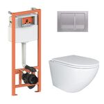 Комплект: Qtap Robin Ultra Quiet подвесной унитаз QT1333046EUQW + инсталляция 4в1 QT0133M425 + QT0111M06029SAT, фото  | SNABZHENIE.com.ua