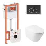 Унитаз Qtap Swan Ultra Quiet с комплектом инсталляции 4в1 (черная клавиша), фото  | SNABZHENIE.com.ua