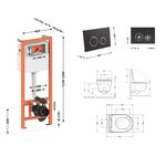 Комплект: Qtap Scorpio Ultra Quiet унітаз підвісний QT1433053EUQW + Nest комплект інсталяції 4в1 (кругла клавіша Black mat) QT0133M425 + M11V1146MB, фото , зображення 2 | SNABZHENIE.com.ua