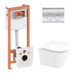 Комплект: Qtap Scorpio Ultra Quiet унитаз підвісний QT1433053EUQW + Nest комплект інсталяції 4в1 (кругла клавіша Chrome) QT0133M425 + M11112CRM, фото  | SNABZHENIE.com.ua