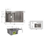 Мийка для кухні з крилом інтегрована права Lidz Handmade H6350R (LDH6350BRUR45587) Нержавіюча сталь 3,0/1,0 мм, фото , зображення 2 | SNABZHENIE.com.ua