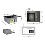 Мойка кухонная с правым крылом Lidz Handmade H6350BR, черная PVD, фото , изображение 2 | SNABZHENIE.com.ua