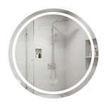 Зеркало Qtap Mideya R800 з LED-підсвіткою Touch, з антизапотіванням, з годинами, диммером, регулюванням яскравості QT2078NCR8080W, фото  | SNABZHENIE.com.ua