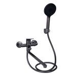 Смеситель для ванны Qtap Vlasta New с длинным поворотным изливом (c душевым гарнитуром) QTVLA260GMB45645 Gunmetal Black PVD, фото  | SNABZHENIE.com.ua