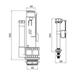 Qtap HY2 (Kalao) комплект арматуры для бачка унитаза с двойной круглой кнопкой смыва 4,8 см и клапаном нижней подачи воды, 3/6L CHR, фото , зображення 2 | SNABZHENIE.com.ua