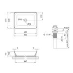 Комплект Qtap Virgo: Раковина накладная прямоугольная 490х350х110 мм White + Донный клапан PU02, фото , зображення 2 | SNABZHENIE.com.ua