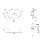 Комплект Qtap Dove: Раковина накладная овальная 625x415x150 мм White + Донный клапан PU02O, фото , зображення 2 | SNABZHENIE.com.ua