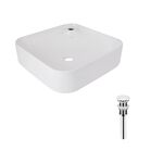 Комплект Qtap Stork: Раковина накладная квадратная 430x430x120 мм White + Донный клапан PU02, фото  | SNABZHENIE.com.ua
