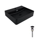 Комплект Qtap Nando LT: Раковина 500х420х120 мм Matt Black + Клапан PU03O, фото  | SNABZHENIE.com.ua