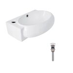 Комплект Qtap Leo: Раковина подвесная овальная левая 430x290x140 мм White + Донный клапан PU02O, фото  | SNABZHENIE.com.ua