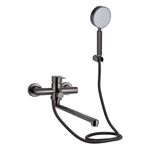 Змішувач для ванни Brinex Pure 005 з довгим поворотним виливом (з душовим гарнітуром) Graphite BRIPUR005GRP, фото  | SNABZHENIE.com.ua