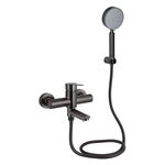 Змішувач для ванни Brinex Pure 006 з поворотним виливом (з душовим гарнітуром) графітовий BRIPUR006GRP, фото  | SNABZHENIE.com.ua