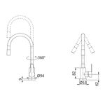 Смеситель для кухни Brinex Pure 015F3 с гибким изливом Nickel/Grey, фото , изображение 2 | SNABZHENIE.com.ua