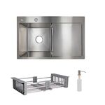 Комплект Lidz H7849R: интегрированная мойка с дозатором и корзиной, фото  | SNABZHENIE.com.ua