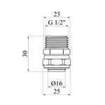 Муфта металлопластикова STA (DN) 16х1/2 РН нікельована, фото , зображення 2 | SNABZHENIE.com.ua