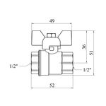 Кран шаровой Karro Standart+ 1/2 ВВ PN40 бабочка, никелированный, фото , изображение 2 | SNABZHENIE.com.ua