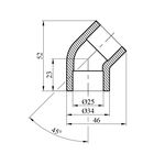 Колено 45° PPR Rozma 25 мм, фото , зображення 2 | SNABZHENIE.com.ua