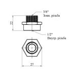 Переходник Karro 1/2х3/8 ВН никелированный KR-3117, фото , изображение 2 | SNABZHENIE.com.ua