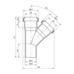 Тройник для внутрішньої каналізації Rozma 50х50/45°, фото , зображення 2 | SNABZHENIE.com.ua