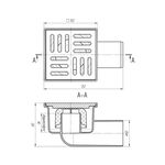 Трап ANIplast 50 мм с решеткой 10х10 см горизонтальный TA5104EU, фото , изображение 2 | SNABZHENIE.com.ua