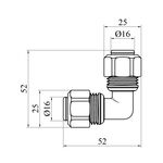Колено Karro 16x16 KR-0630 никелированное металлопластиковое, фото , изображение 2 | SNABZHENIE.com.ua
