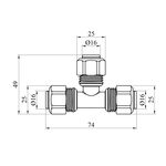 Тройник Karro 16x16x16 мм никелированный, фото , изображение 2 | SNABZHENIE.com.ua