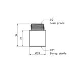 Удлинитель Karro 1/2 ВН хромированный 25 мм KR-3209, фото , изображение 2 | SNABZHENIE.com.ua