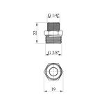 Переходной ниппель Karro 3/8x1/4 НН никелированный KR-3114, фото , изображение 2 | SNABZHENIE.com.ua
