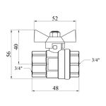Кран шаровий STA 3/4 ВВ PN30 бабочка, нікельований, фото , зображення 2 | SNABZHENIE.com.ua