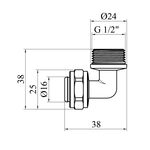 Коліно металопластикове STA (DN) 16х1/2 РН нікельоване, фото , зображення 2 | SNABZHENIE.com.ua