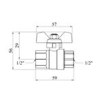 Кран шаровий STA LB 1/2 ВВ PN40 з зеленою бабочкою, нікельований, фото , зображення 2 | SNABZHENIE.com.ua