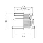 Муфта переходная Karro 1 х 3/4 ВВ никелированная KR-3122, фото , изображение 2 | SNABZHENIE.com.ua