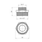 Ниппель перехідний Karro 1 1/2х1 НН нікельований KR-3114, фото , зображення 2 | SNABZHENIE.com.ua