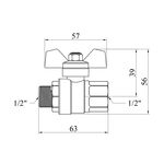 Кран шаровий STA LB 1/2 ВН PN40 з зеленою бабочкою, нікельований, фото , зображення 2 | SNABZHENIE.com.ua