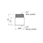 Подовжувач STA 3/4 ВН, L=25 мм латунний, фото , зображення 2 | SNABZHENIE.com.ua