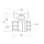 Шаровой газовый кран Karro Standart+ 3/4 ВВ PN40, никелированный, фото , изображение 2 | SNABZHENIE.com.ua