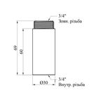 Подовжувач STA 3/4 ВН, L=60 мм латунний, фото , зображення 2 | SNABZHENIE.com.ua