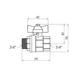 Кран шаровой 3/4 ВН PN30 с синей бабочкой, фото , изображение 2 | SNABZHENIE.com.ua