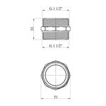 Ниппель STA 1 1/2 НН латунний, фото , зображення 2 | SNABZHENIE.com.ua
